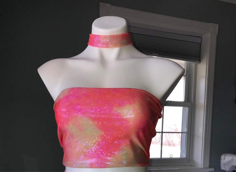 iridescent choker rave choker rave outfit chocker necklace velvet choker Holographic choker rave accessory