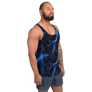 Electric Men&#39;s rave tank top, plus size mens rave outfit set, mens rave clothing plus size, festival outfit, mens rave top, mens rave shirt
