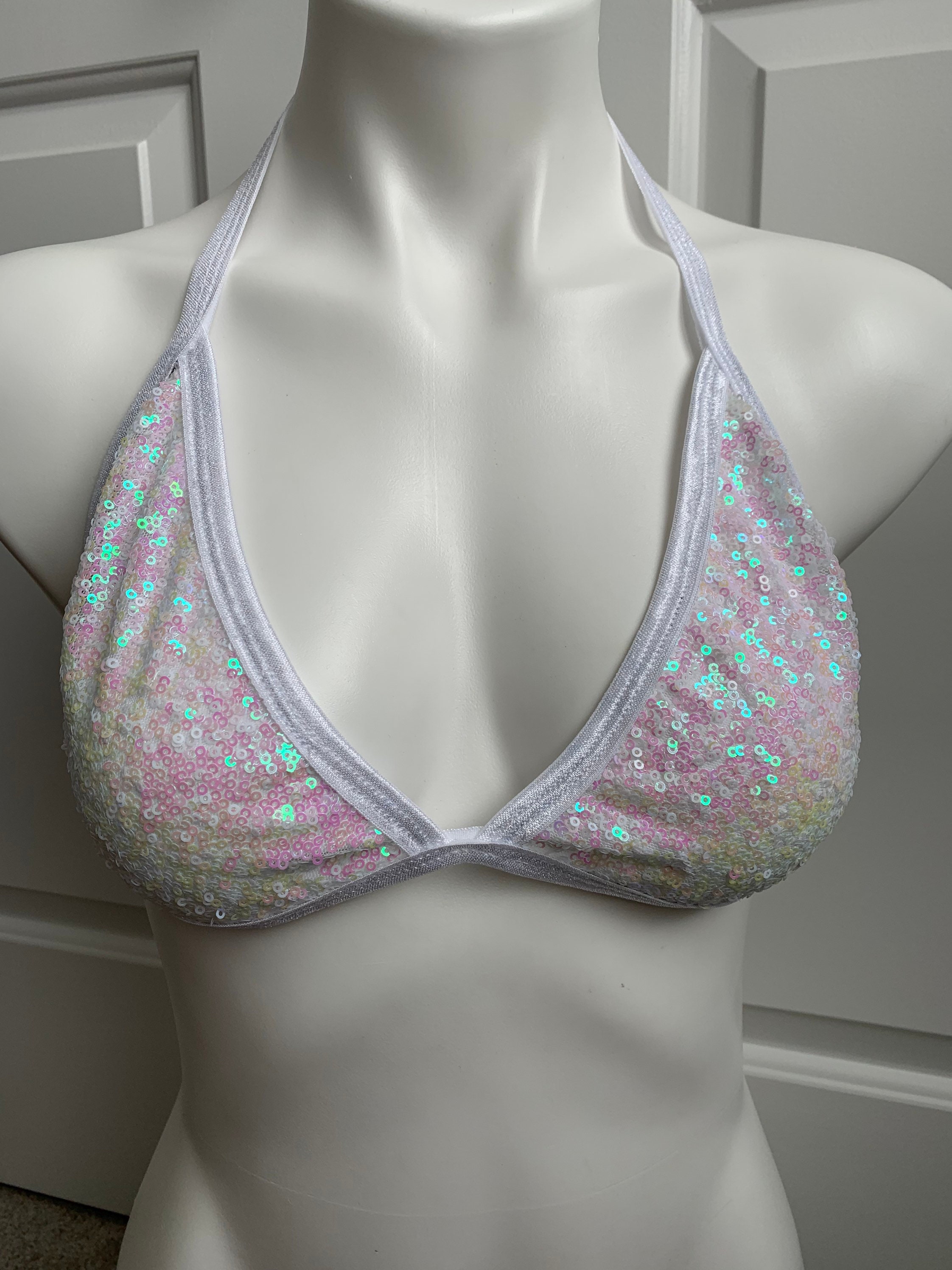 white sequin bralette