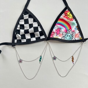 Rave Top, Kette und Charm Rave Bralette, plus size Rave Outfit, Ketten Bralette, Rave Bralette, Rave Wear Kleidung, Festival Top Outfit