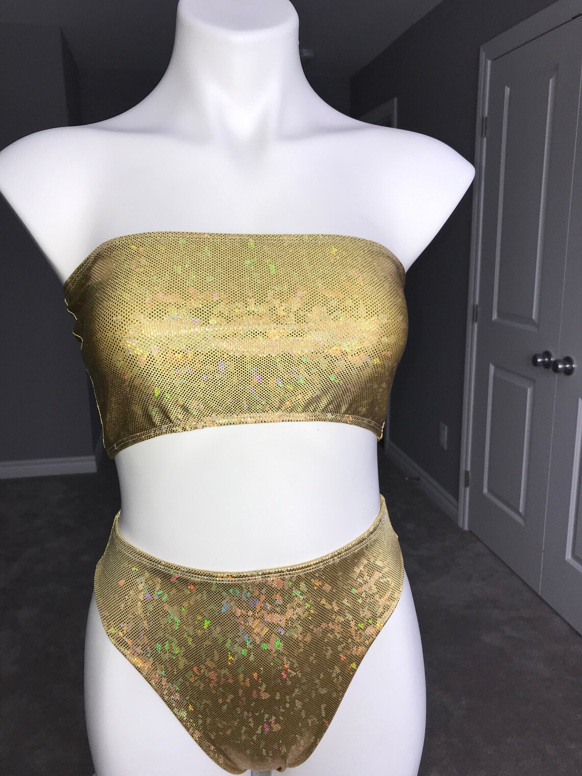 Gold Holographic Rave Top Gold Rave Top Gold Boob Tube Gold Etsy