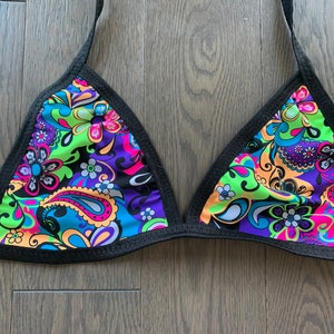 Neon Rave Top, Rave Outfit Frauen, Rave Kleidung, Festival Outfit, Rave Bralette, Rave Kleidung, Rave Set, Funky Rave Top, Trippy Rave Top