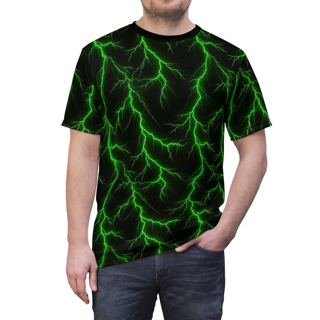 Green Rave Tops Mens Green Lightning Rave Shirt, Mens Rave Outfit, Couples Matching ...