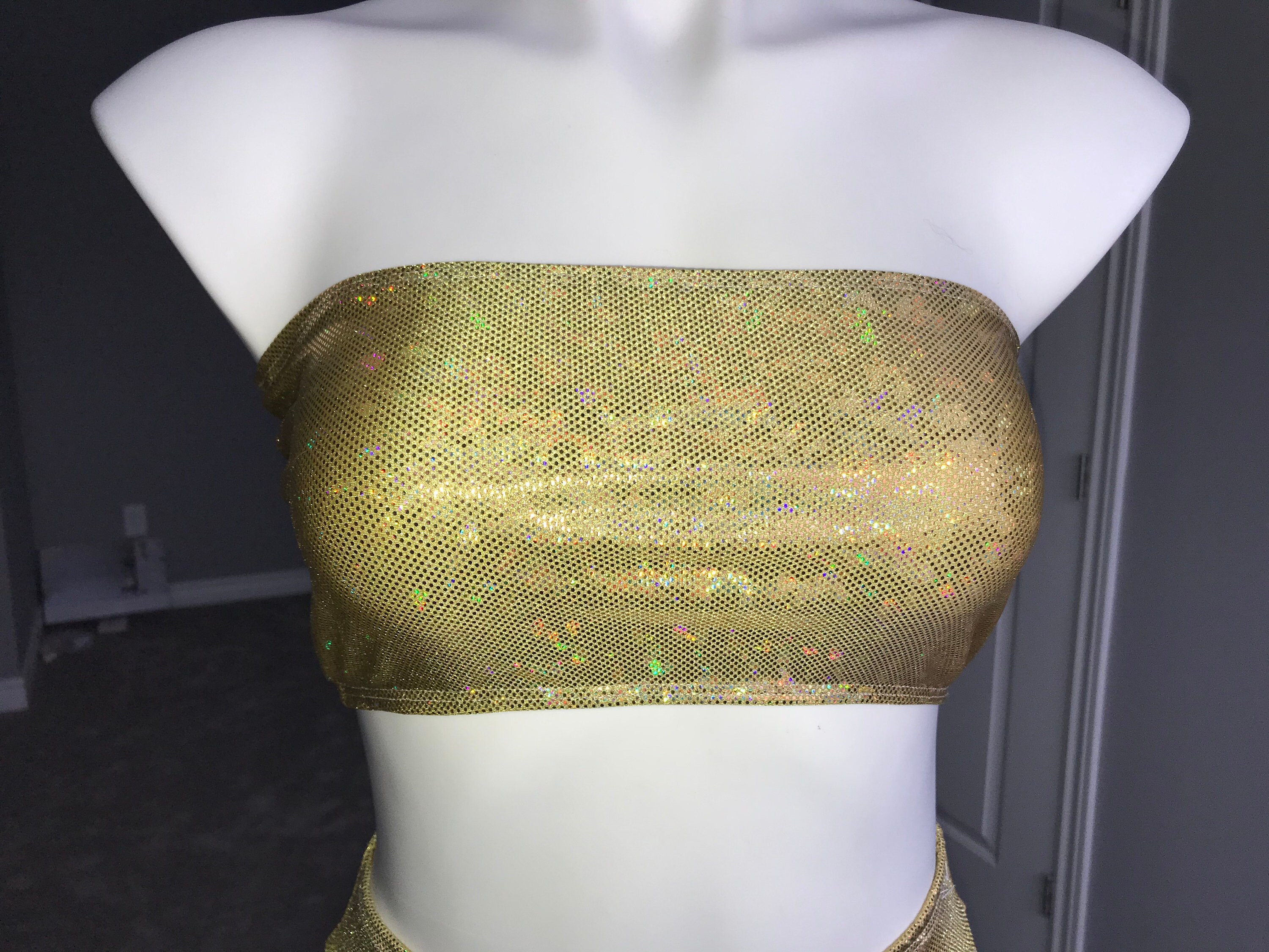 Gold holographic rave top gold rave top gold boob tube gold Etsy