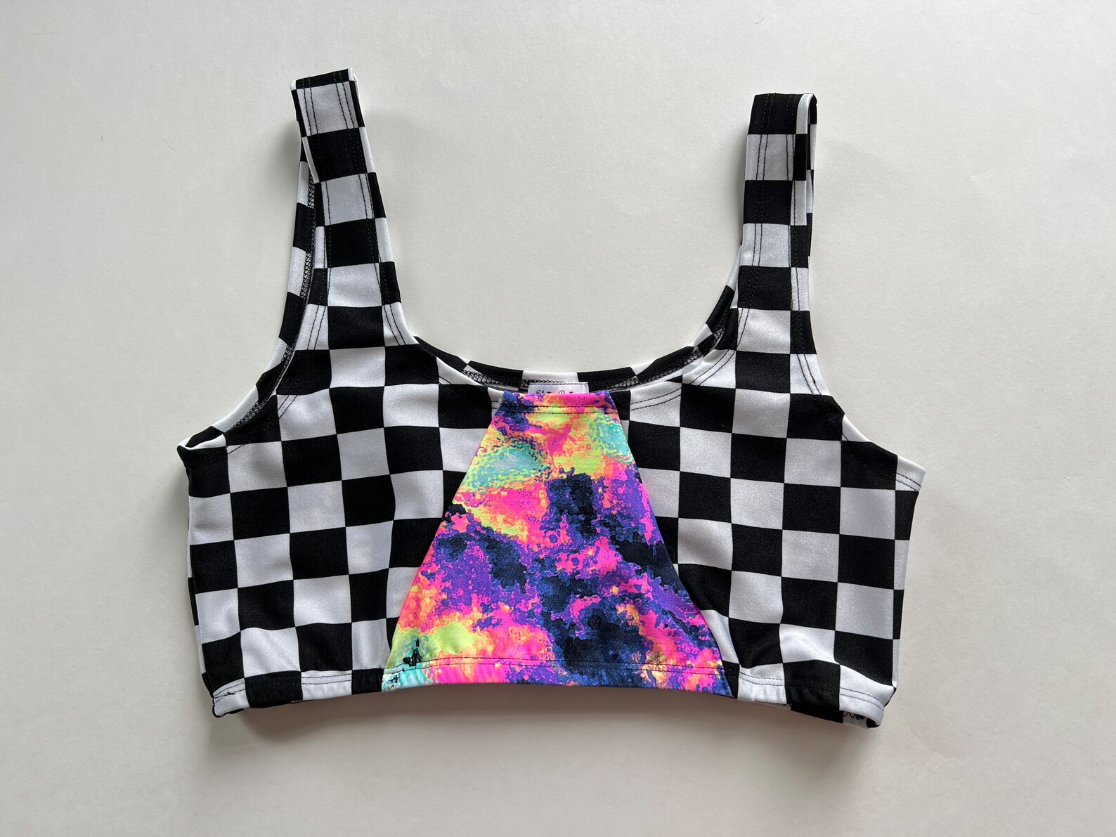Rave Top Outfit Set Women, Rave Top Sports Bra Rave Tank Top, Checkered ...