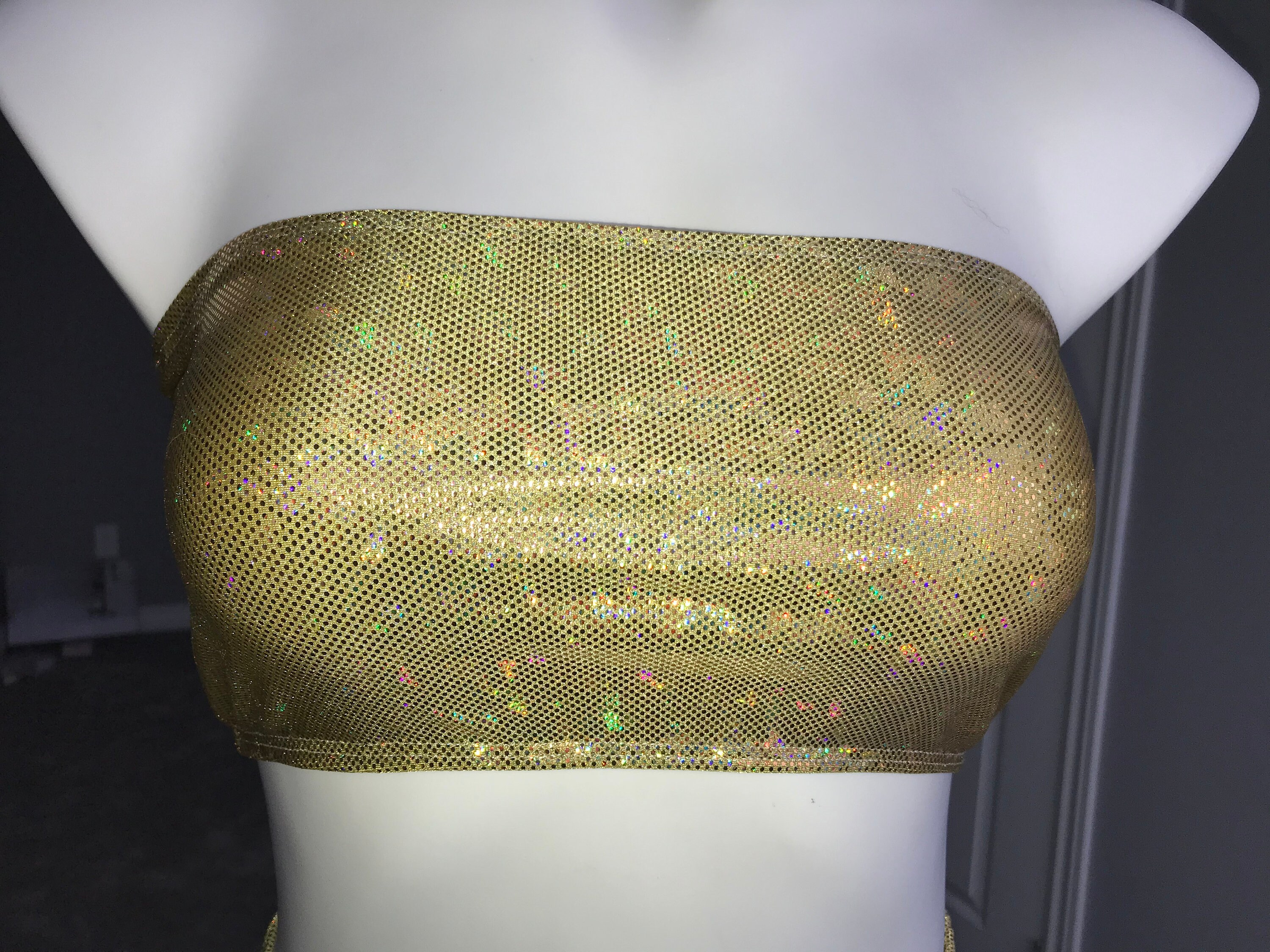 Gold holographic rave top gold rave top gold boob tube gold Etsy