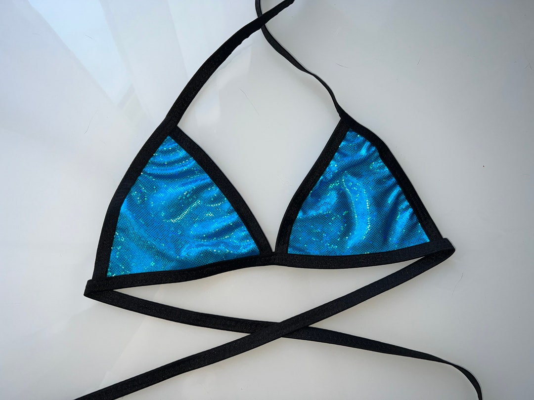Blue Holographic Rave Top, Blue Rave Bralette, Holographic Bralette