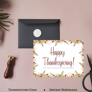 Thanksgiving Greeting Card, Let's Give Thanks Card Template, Editable Thanksgiving Card, Printable Thanksgiving Card, PDF Print.