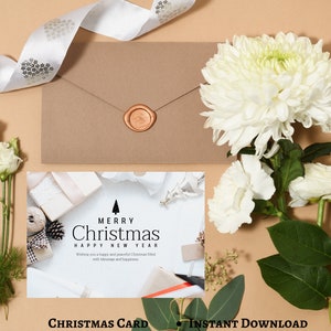 Vrolijke kerstkaart | Elegante kerstkaart | Afdrukbare kerstkaart | Kerstkaarten | Moderne kerstkaart | Directe download.