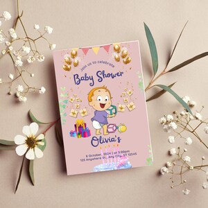 Baby Shower Invitation, Modern Baby Shower Invitation, Editable Minimalist Baby Shower Invite, Printable Baby Shower Invitation, PDF