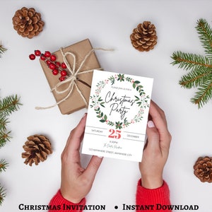 Christmas Party Invitation, Christmas Party Invite, Christmas Party Printable, Holiday Party Invitation, Christmas Invitation Download