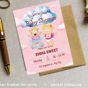 Baby Shower Invitation, Modern Baby Shower Invitation, Editable Minimalist Baby Shower Invite, Printable Baby Shower Invitation, PDF