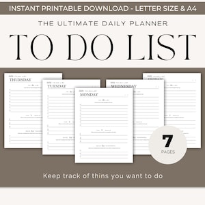 Printable To-Do List, Task Planner, Daily Planner, Time Management, Productivity, Planner Insert, Task Tracker, Instant Download.