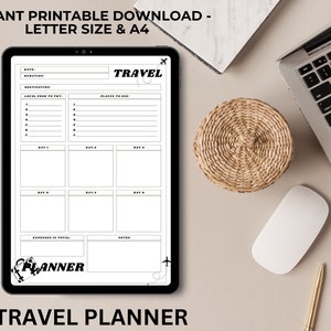 Travel planner travel journal vacation planner trip itinerary planner happy planner insert printable holiday planner vacation organizer pdf