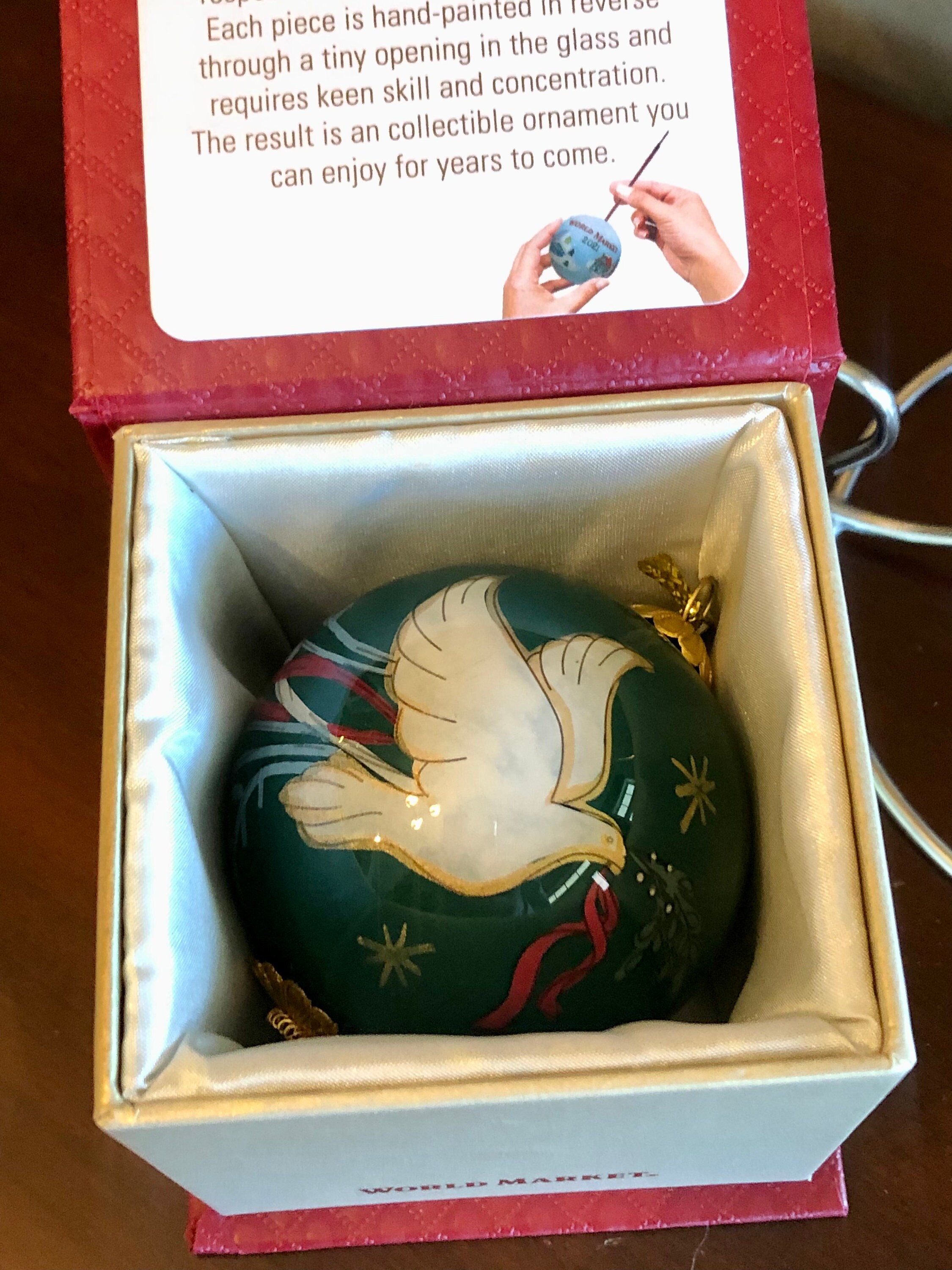 Li Bien 2021 Small Glass Ball Christmas Ornament Green Peace Dove ...