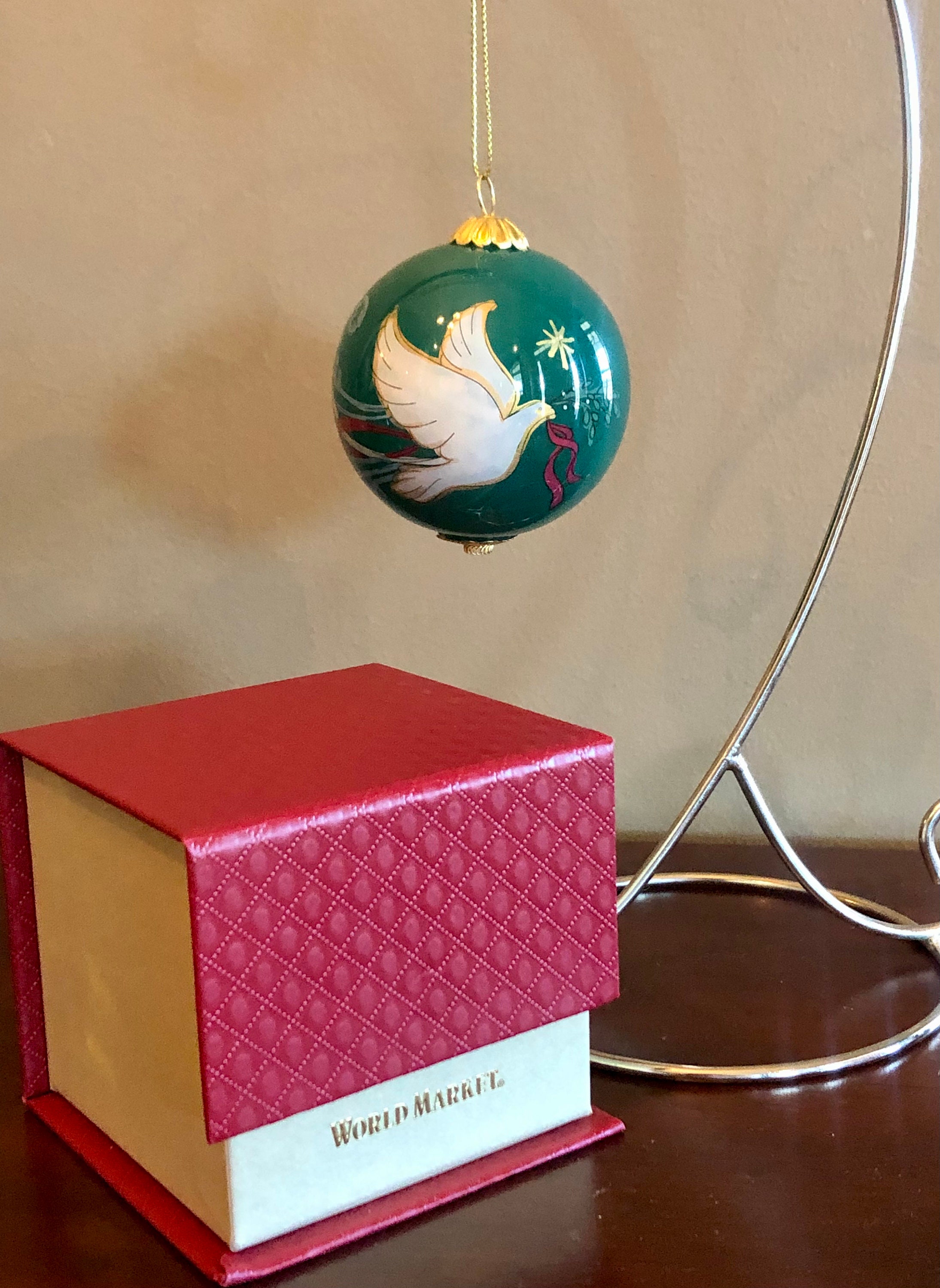 Li Bien 2021 Small Glass Ball Christmas Ornament Green Peace Dove ...
