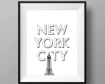 New York City Digital Print | NYC | Empire State Building Art | NYC Prints | Instant Digital Download 11x14