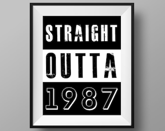 Straight Outta Series - 1987 Print - 80's Birthday Sign | 8x10 - Instant Digital Download