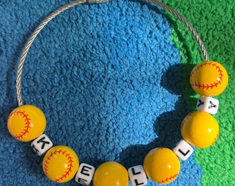 Softball Bag Charm - Custom Name | Softball keychain for backpack | Sports charm | Softball sports charm | Charms for Bogg Bag
