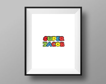 Aangepaste Super Mario-themanaam Digitale kunst - 8x10 | Digitaal downloaden