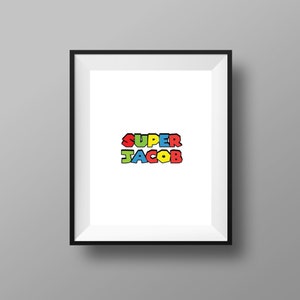 Custom Super Mario Theme Name Digital Art - 8x10 | Digital Download