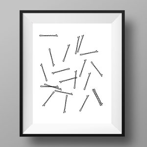 Powder Room Wall Art Decor | Bobby Pins | Powder Room Prints | Fun Wall Art | Bathroom Art | Instant Digital Download | Minimalist