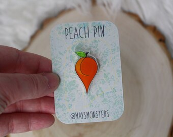 Georgia Peach Acrylic Pin - 1 Inch Atlanta GA Map Market Icon Pin