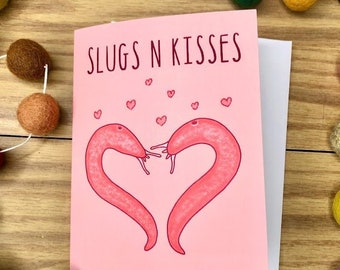 Slugs N Kisses Card - Blank Inside Love Silly Funny Anniversary Valentines Couple Partner Spouse Wife Husband Kiss Australia Greeting Card
