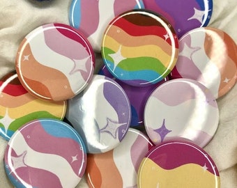 Pastel Pride Buttons - Queer LGBT Pride Month Pride Ace Pan Sapphic Trans Lesbian Pride Pin Back Buttons Flair Magical Girl Pride