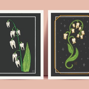 Teeth of The Valley Art Print Alt Goth Creepy Gothic Home Decor Lily of The Valley Wall Art Various Sizes 4x6 5x7 8.5x11 Inches Art Prints image 1