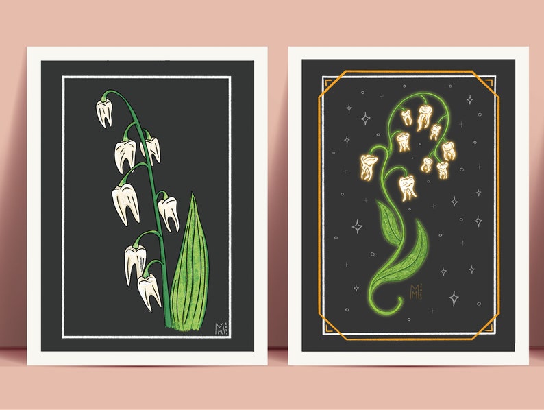 Teeth of The Valley Art Print Alt Goth Creepy Gothic Home Decor Lily of The Valley Wall Art Various Sizes 4x6 5x7 8.5x11 Inches Art Prints image 1