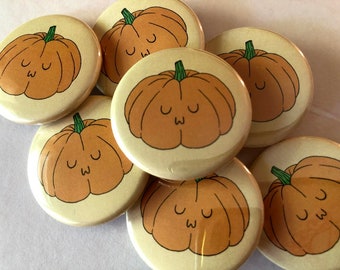 Cute Pumpkin Pin Back Button