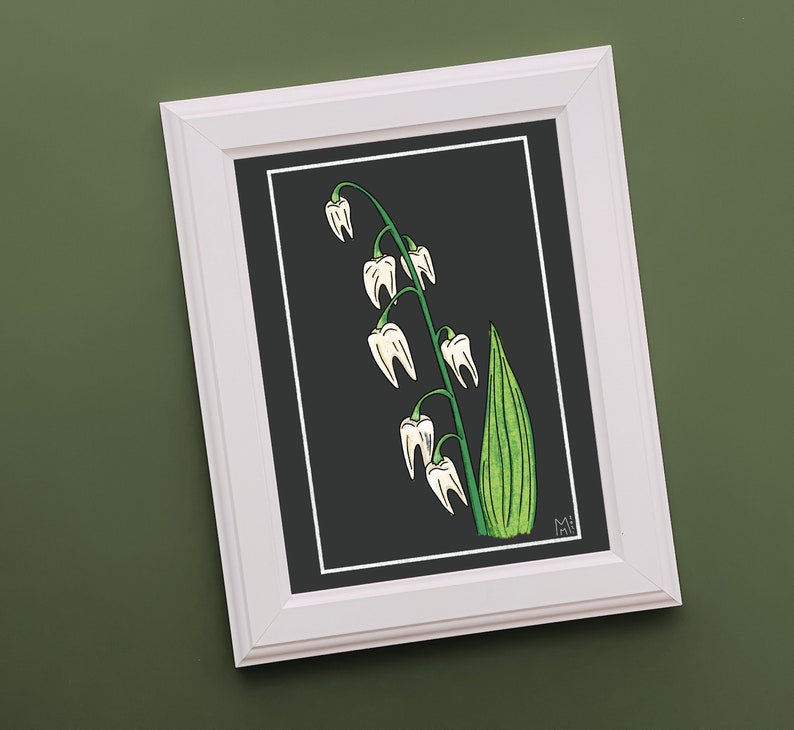 Teeth of The Valley Art Print Alt Goth Creepy Gothic Home Decor Lily of The Valley Wall Art Various Sizes 4x6 5x7 8.5x11 Inches Art Prints Original