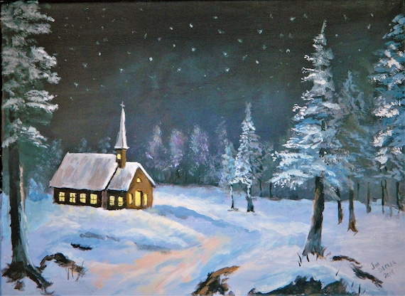 PEACE In THE VALLEY   Country Church , Original Painting 12 x 16 ready to hang by Jim Decker Free Shipping