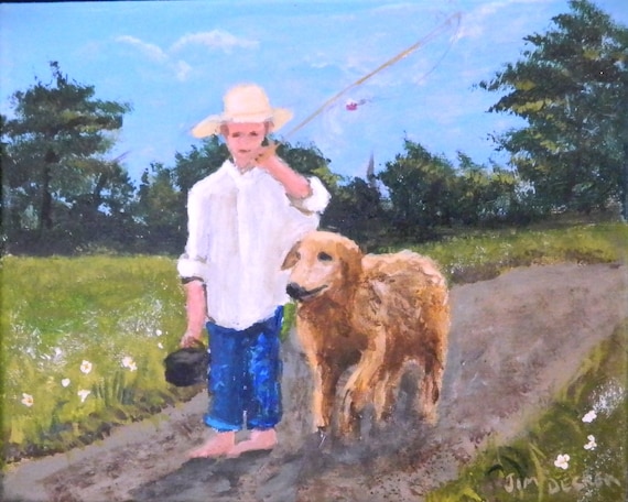 BOY and HIS DOG PaINTING