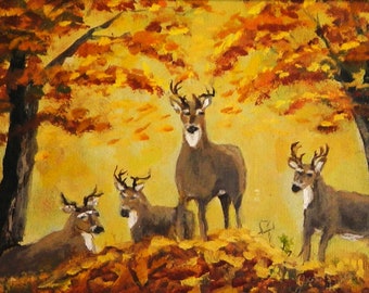 DEER PAINTING  Four buck