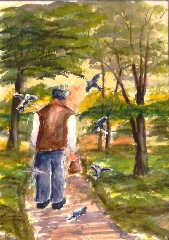 FEEDING The PIGEONS Painting