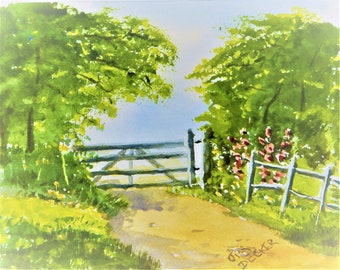 FARM GATE country road painting