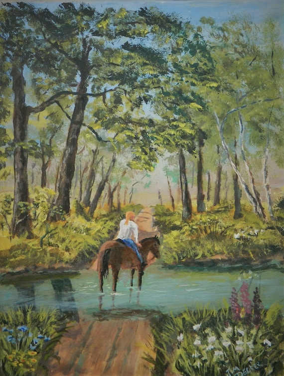 GIRL ON HORSEBACK  Painting
