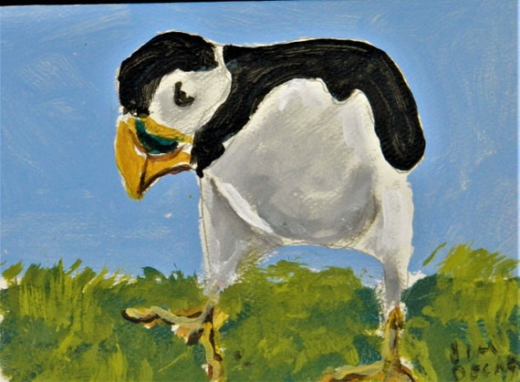 PUFFIN Sea Bird  Easel Painting