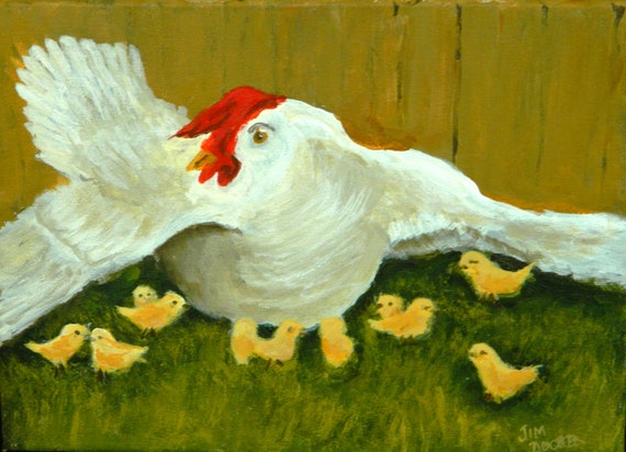 CHICKEN PAINTING  Mother Hen