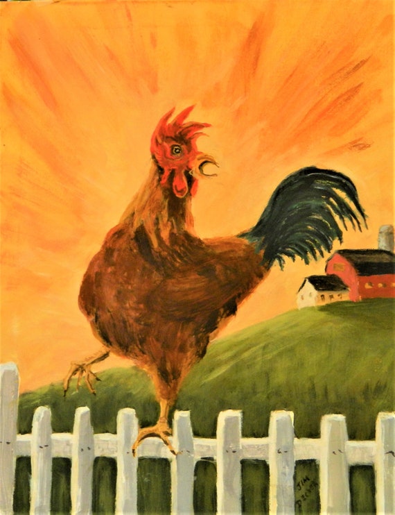 ROOSTER PAINTING   Time To Get Up