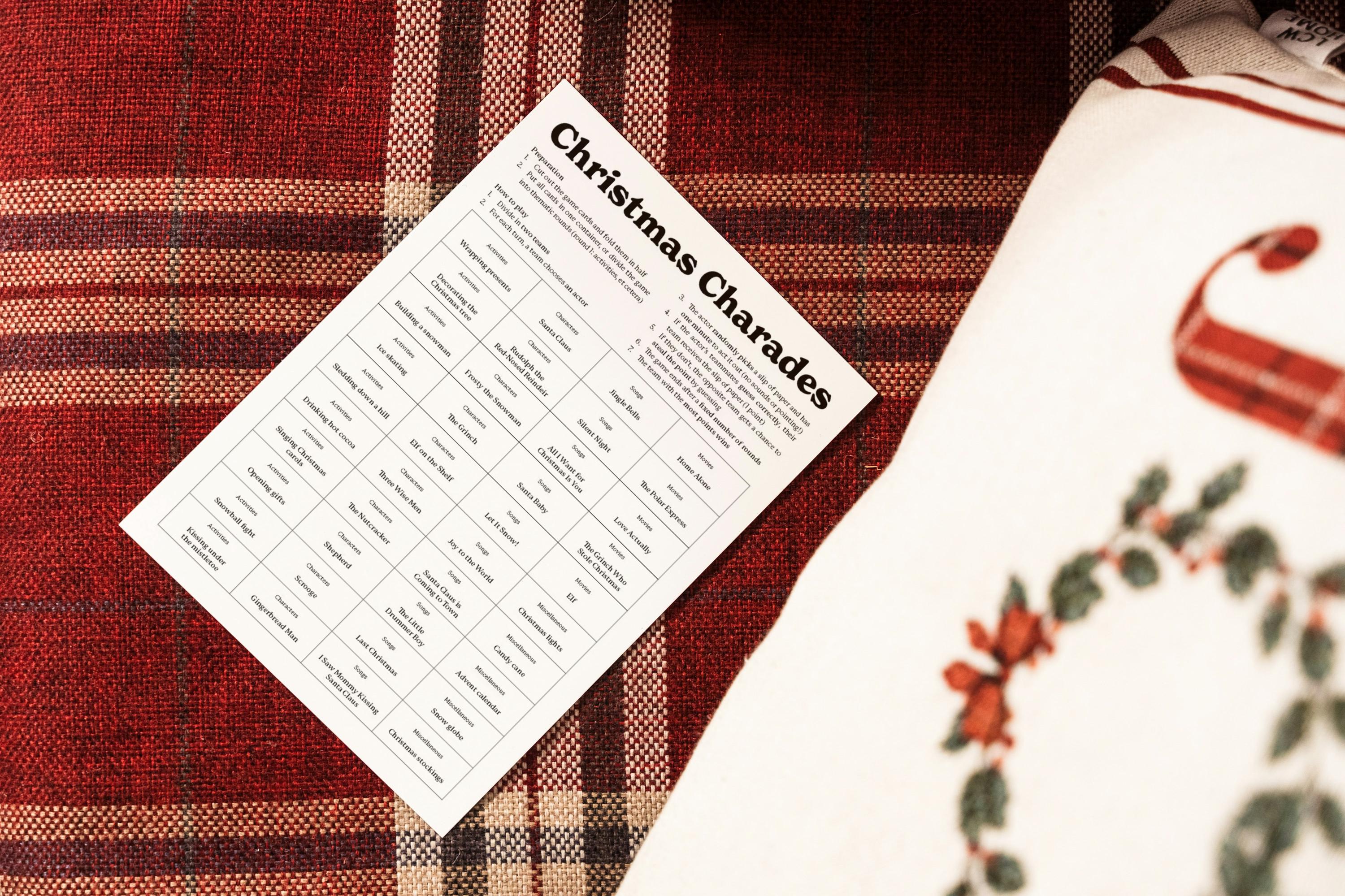 Printable Christmas Charades Game Cut-out – Perfect for Xmas Family ...