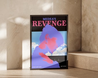 Cartel imprimible de Medea, impresión de arte de la mitología griega moderna para el diseño de interiores y amantes de los mitos, descargar arte de pared de la tragedia griega