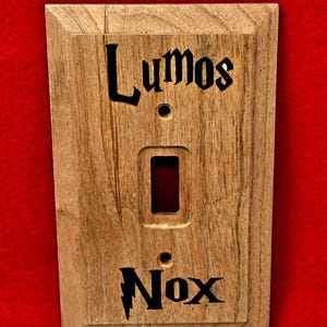 Laser-Etched Lumos/Nox Wood Light Switch Cover: Harry Potter Fan Gift