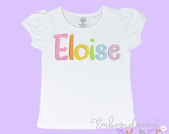 Personalized Girls Name Embroidered Shirt - Embroidered Name Shirt - Monogram Girls Name Shirt - Name Shirt - Custom Kids Name Tee