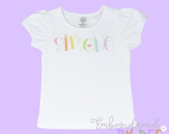 Personalized Girls Name Embroidered Shirt - Embroidered Name Shirt - Monogram Girls Name Shirt - Name Shirt - Custom Kids Name Tee