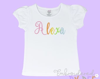 Personalized Girls Name Embroidered Shirt - Embroidered Name Shirt - Monogram Girls Name Shirt - Name Shirt - Custom Kids Name Tee