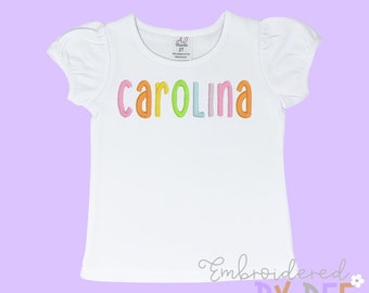 Personalized Girls Name Embroidered Shirt - Embroidered Name Shirt - Monogram Girls Name Shirt - Name Shirt - Custom Kids Name Tee