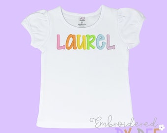 Personalized Girls Name Embroidered Shirt - Embroidered Name Shirt - Monogram Girls Name Shirt - Name Shirt - Custom Kids Name Tee